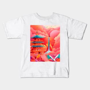 Seigantoji Three-Story Pagoda Kids T-Shirt